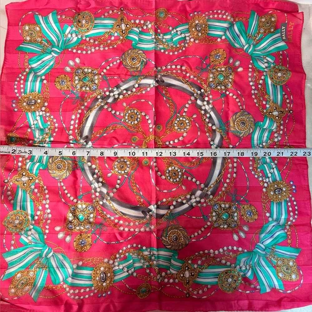 Bally Vibrant Pink and Gold Scarf